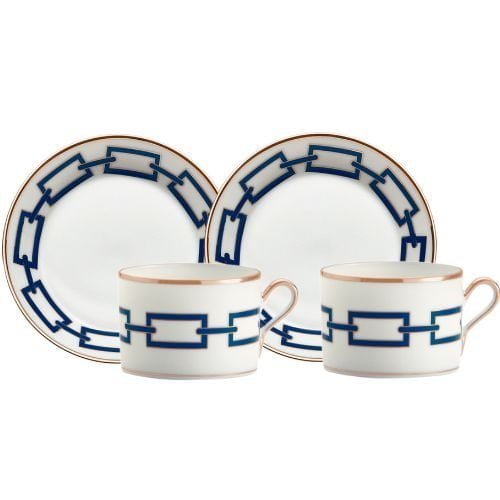 Set De Table 3 Pièces Richard Ginori 'Catene Zaffiro' Bleu - Porcelaine Neuve